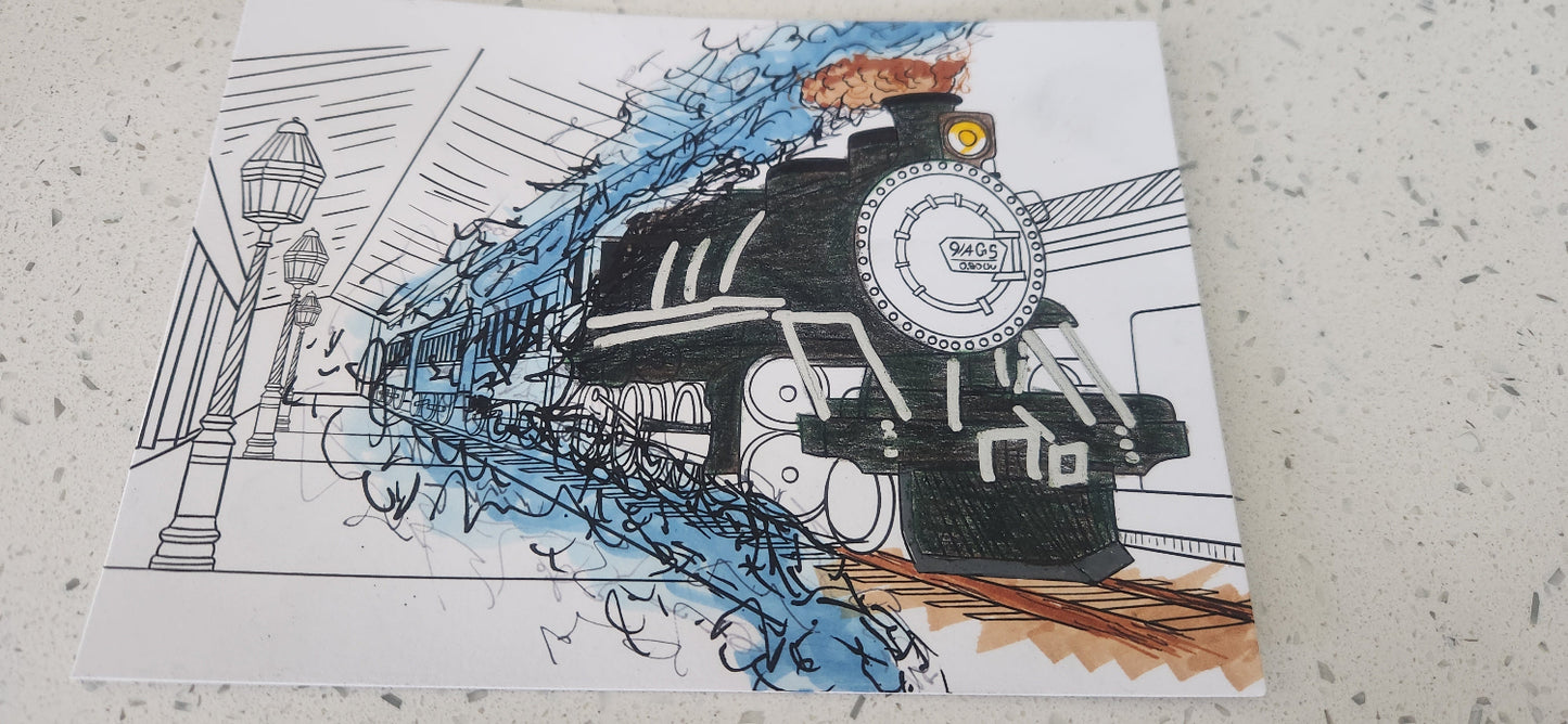 9 Train Postcard