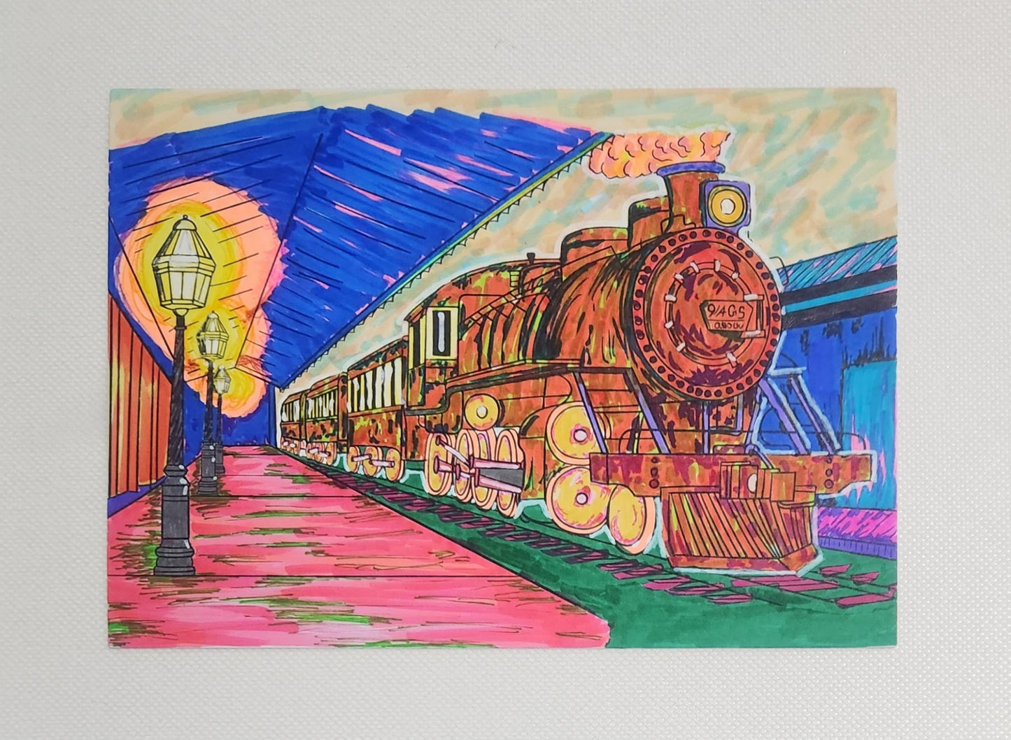 9 Train Postcard