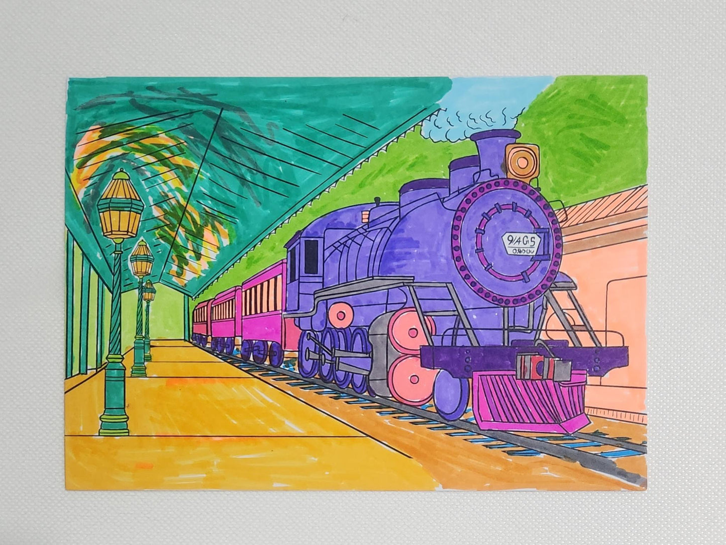 9 Train Postcard